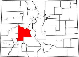 State map highlighting Gunnison County