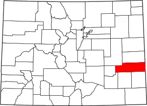 Map of Colorado highlighting Kiowa County