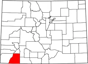 State map highlighting La Plata County