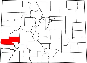 Map of Colorado highlighting Montrose County