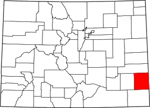 State map highlighting Prowers County