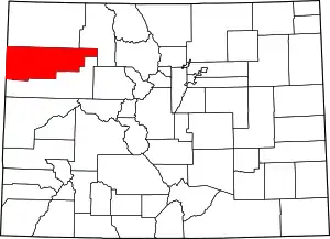 State map highlighting Rio Blanco County