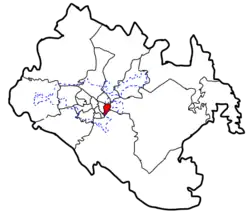 Escambray (red) in the city of Santa Clara (blue) in the Municipality of Santa Clara