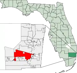 Map of Davie. The Southwestern peninsular part of Davie is part of the wider Ivanhoe neighborhood with the grey enclave in that peninsular part being Ivanhoe Estates.