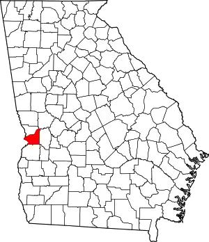 Map of Georgia highlighting Chattahoochee County