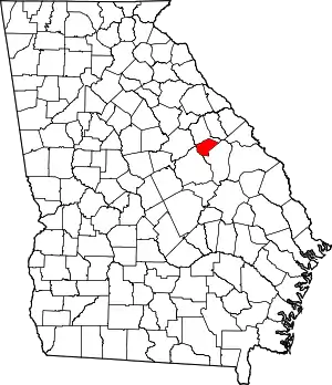 State map highlighting Glascock County