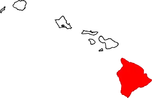 Map of Hawaii highlighting Hawaii County