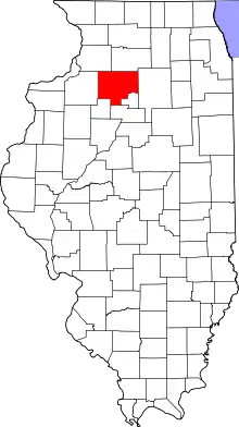 Map of Illinois highlighting Bureau County