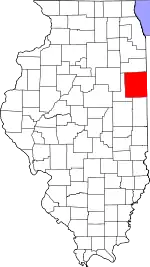 Map of Illinois highlighting Iroquois County