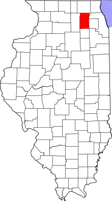 Map of Illinois highlighting Kane County