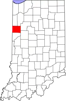 Benton County's location in Indiana