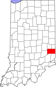 Map of Indiana highlighting Franklin County