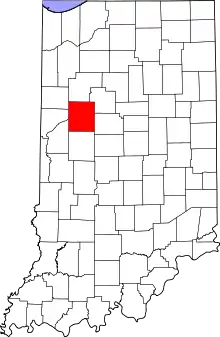 Tippecanoe County's location in Indiana