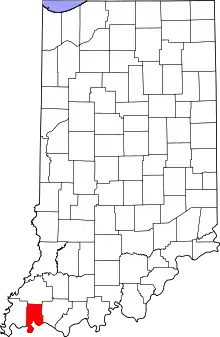 State map highlighting Vanderburgh County