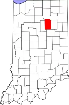 State map highlighting Wabash County