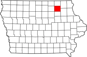 State map highlighting Chickasaw County