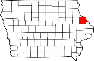 Map of Iowa highlighting Dubuque County