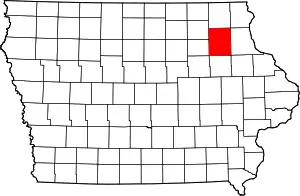 Map of Iowa highlighting Fayette County