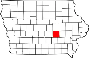 Map of Iowa highlighting Poweshiek County