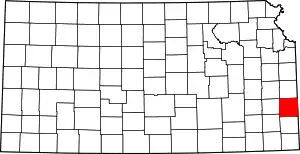 State map highlighting Bourbon County