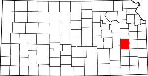 State map highlighting Coffey County