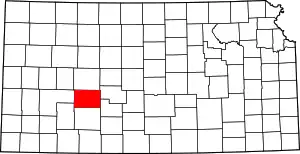 Map of Kansas highlighting Hodgeman County