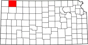 Map of Kansas highlighting Rawlins County