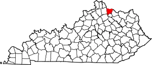 Map of Kentucky highlighting Bracken County