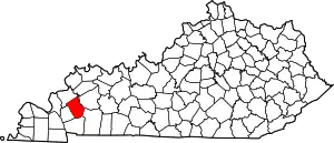 Map of Kentucky highlighting Caldwell County