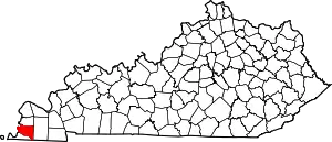 Map of Kentucky highlighting Hickman County