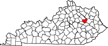 Map of Kentucky highlighting Menifee County