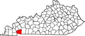 State map highlighting Trigg County