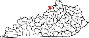 Map of Kentucky highlighting Trimble County