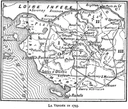 Map from a book "Francois-Severin Marceau (1769–1796)" by Thomas George Johnson published in 1896 in London.