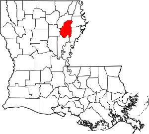 Map of Louisiana highlighting Franklin Parish