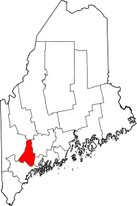 Map of Maine highlighting Androscoggin County