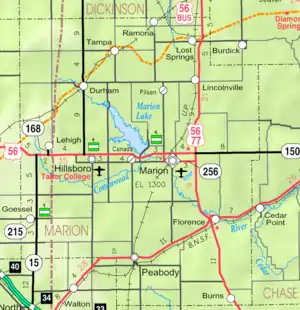 KDOT map of Marion County (legend)