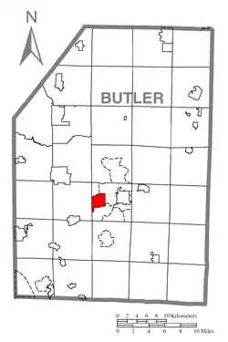 Location within Butler County