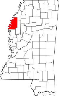 State map highlighting Bolivar County