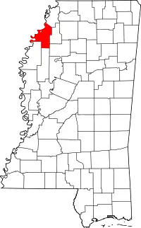 Map of Mississippi highlighting Coahoma County