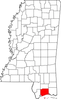 State map highlighting Harrison County