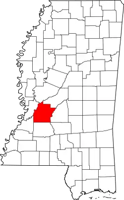 Location in Mississippi