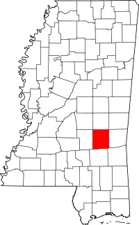 Map of Mississippi highlighting Jasper County