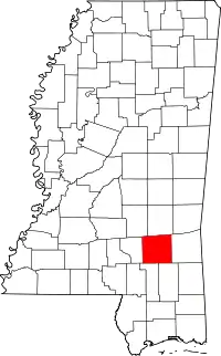 Map of Mississippi highlighting Jones County