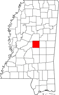 Map of Mississippi highlighting Leake County