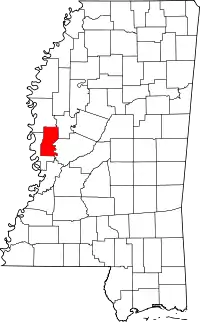 Map of Mississippi highlighting Sharkey County