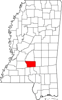 State map highlighting Simpson County