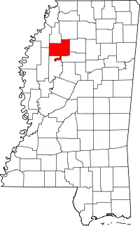 State map highlighting Tallahatchie County