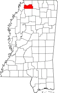 State map highlighting Tate County