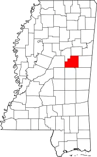 Map of Mississippi highlighting Winston County